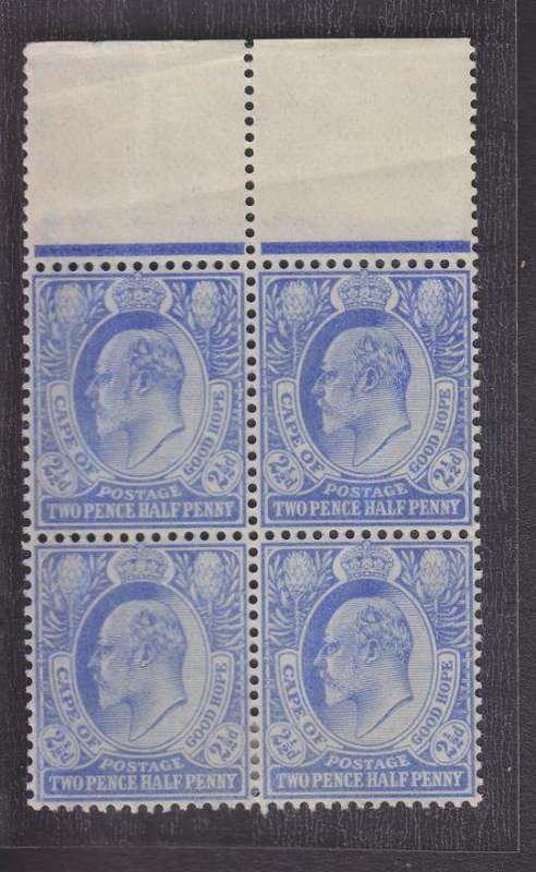 1902 ++ KE VII ++ 2 1/2d ULTRAMARINE ++ MARG BLOCK OF 4 ++ MH - SEE SCANS BELOW ++ SACC 68
