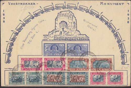 1938 ++ FDC ++ "VOORTREKKER CENT & COMM" ++ PMK "VOORTREKKERMONUMENT" ++ SEE SCAN BELOW