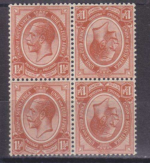 1913 ++ KG V ++ 1 1/2d CHESTNUT ++ TETE-BECHE BLOCK OF 4 - SEE BELOW ++ MNH ++ SACC 46