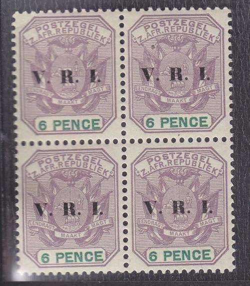 1900 ++ "V.R.I." OVPT ++ 6d LILAC & GREEN ++ BLOCK OF 4 ++ MNH ++ C/V R400 ++ SG 238