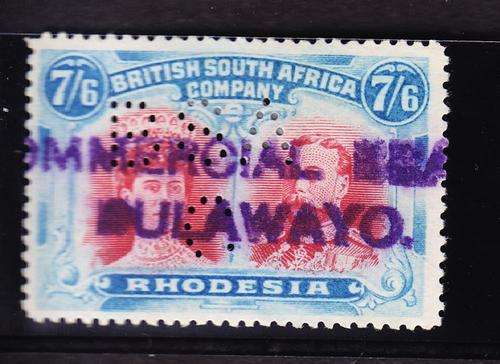 REVENUE USED + 1910 + "DOUBLE HEADS" + 7/6 CARMINE & LIGHT BLUE + FIS & PREFIN + SG 161 C/V R19800 P