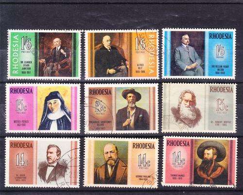 1967-75 ++ "FAMOUS RHODESIANS" ++ SET OF 9 - SEE SCAN BELOW ++ VFU ++ C/V R89 ++ BET SACC 165-276