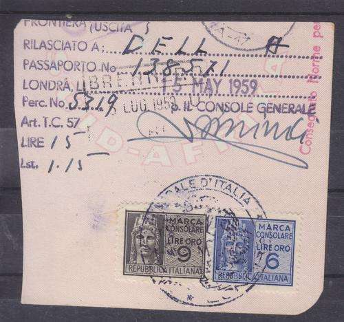 VISA ++ 1959 ++ 15l STAMPS TO PORTUGAL ++ SEE SCANS BELOW