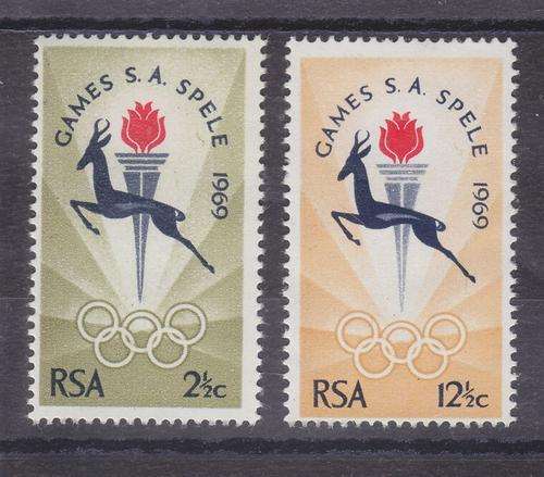 1969 ++ "S.A. GAMES IN BLOEMFONTEIN" ++ SET OF 2 ++ MHL ++ SACC 283-284
