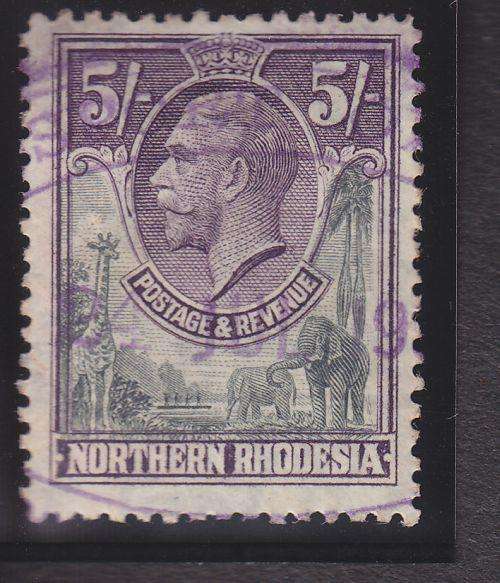 NORTHERN RHOD ++ 1925 ++ KG V ++ 5s SLATE-GREY & VIOLET ++ FISCALLY USED - SEE BELOW ++ SACC 14