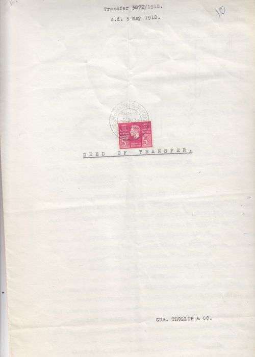 DEED OF TRANSFER ++ 1918 ++ "MATATIELE  & MOUNT FLETCHER" ++ KG VI 5s ++ SEE SCANS BELOW