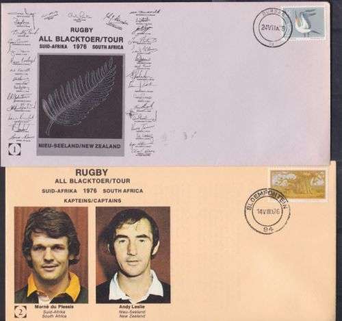 COM COVERS (SET OF 4) ++ 1976 ++ "RUGBY - ALL BLACK TOUR OF S.A." ++ SEE SCANS BELOW