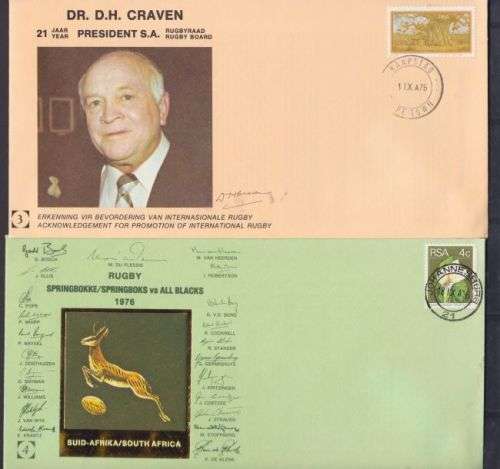 COM COVERS (SET OF 4) ++ 1976 ++ "RUGBY - ALL BLACK TOUR OF S.A." ++ SEE SCANS BELOW