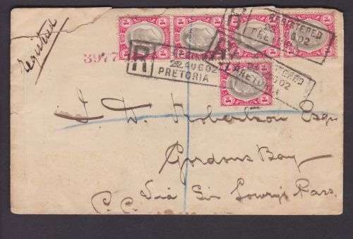 REG COVER ++ 1902 ++ POSTED "PRETORIA TO GORDON'S BAY" ++ SEE SCANS BELOW