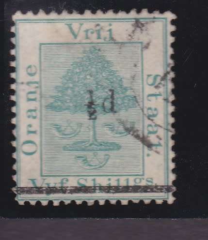 1882 ++ "SURCHARGE" 1/2d ON 5s GREEN - SEE SCAN BELOW ++ FU ++ SACC 20