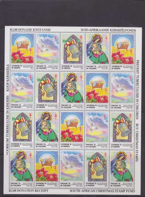 1993 ++ " S.A. CHRISTMAS STAMP FUND" ++ COMPLETE SHEET ++ SEE SCAN BELOW