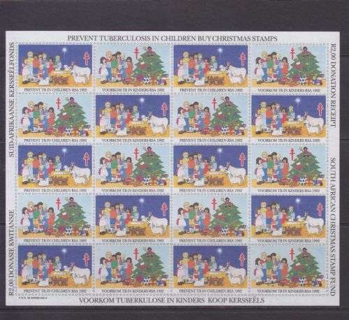 1992 ++ "S.A. CHRISTMAS STAMP FUND" ++ COMPLETE SHEET - SEE SCAN BELOW