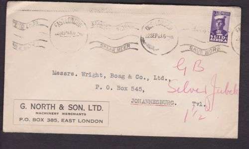 COVER ++ 1943 ++ 2d BANTAM ++ FU "SAVE MORE - SPAAR MEER EAST LONDON" ++ SEE BELOW