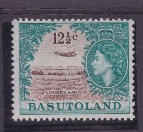 BASUTOLAND ++ 1961-63 ++ "DEF ISSUE" ++ 112 1/2c PLANE OVER LANCERS GAP ++ MHL ++ C/V R600 + SACC 76