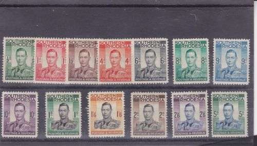 SOUTHERN RHOD ++ 1937 ++ KG VI ++ "DEF ISSUE" ++ SET OF 13 ++ MH ++ C/V R1795 ++ SACC 42-54