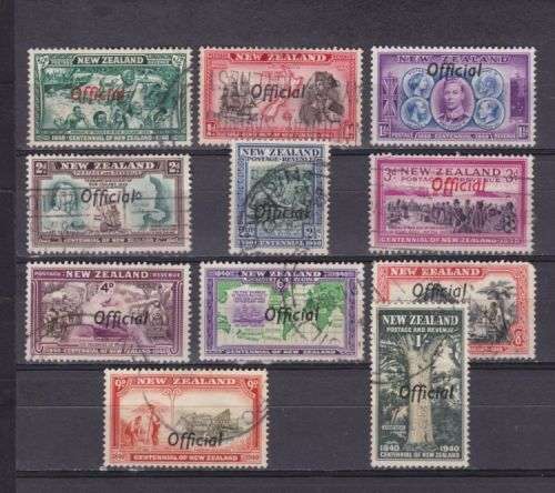 NEW ZEALAND  1940  `OFFICIAL` OVPT  SET OF 11 - SEE BELOW  FU  C/V R600  SG O141-151