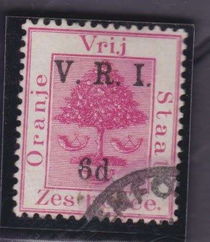 ORC ++ 1900 ++ "V.R.I". OVPT (LEVEL STOPS) ++ 6d BRIGHT CARMINE ++ FU - SEE BELOW ++ SACC 55