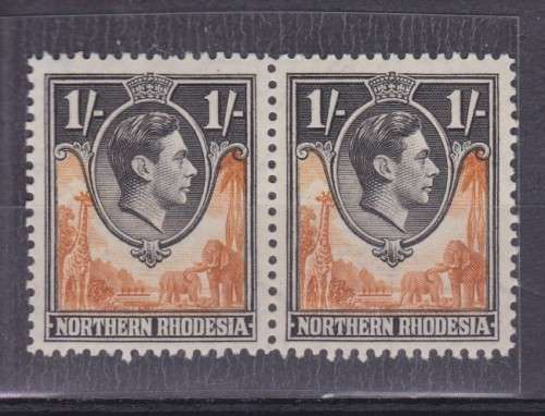 NORTHERN RHOD ++ 1938 ++ KG VI ++ 1s ORANGE & BLACK ++ PAIR ++ MHVL ++ C/V R120 ++ SACC 40