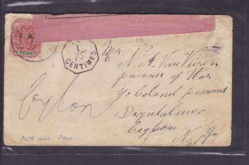 ABW ++ COVER ++ OVPT VRI 1d SENT TO "VAN VUUREN" (POW) IN CEYLON ++ SEE SCANS BELOW
