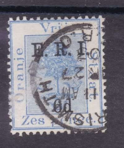 ORC ++ 1902 ++ "E.R.I. SURCHARGE " ON 6d BLUE ++ FU ++ C/V R300 ++ SACC 82