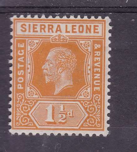 SIERRA LEONE ++ 1912 ++ "DEF ISSUE" ++ KG V ++ 1 1/2d ORANGE ++ MNH ++ SG 114