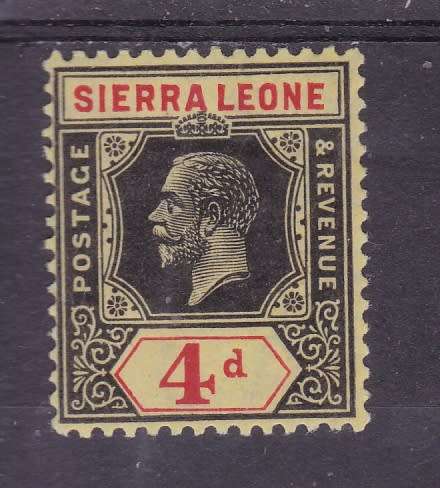 SIERRA LEONE ++ 1912 ++ "DEF ISSUE ++ KG V ++ 4d BLACK & RED-YELLOW ++ MNH ++ SG 117