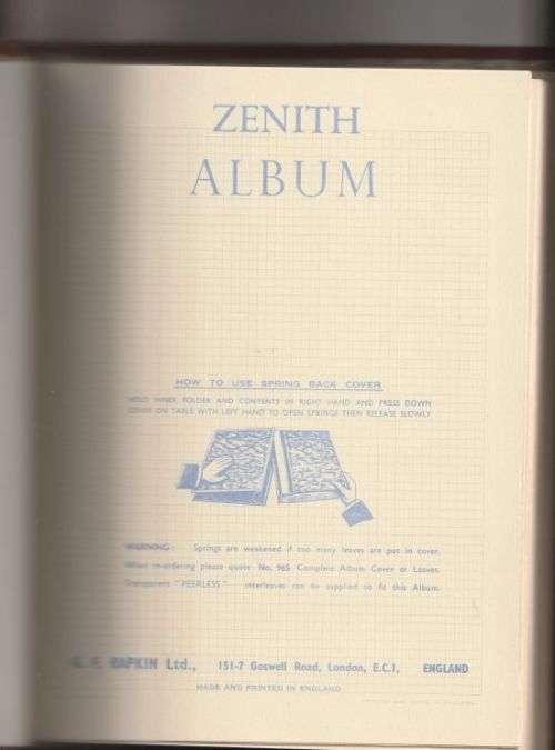 ZENITH ALBUM WITH  70 MOUNTING INTERLEAVES, MINT CONDITION