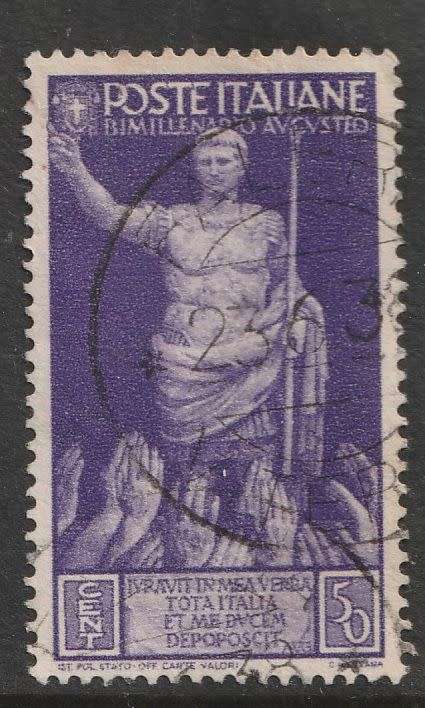 ITALY, 1937, 2000th BIRTH ANN. OF AUGUSTUS THE GREAT, 50c, VIOLET, USED, SG 511