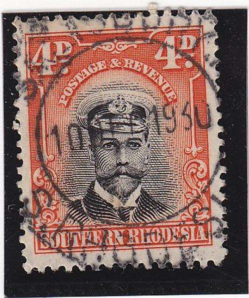 SHOUTHERN RHODESIA 1924 KING GEORGE V 4d USED SACC 6