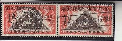 1953 ++ 1d CAPE TRIANGULAR STAMP ++ PAIR ++ FU ++ SACC 143