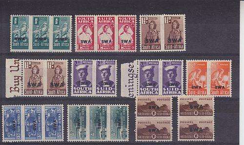 1943-44 ++ WAR EFFORT ++ SET OF 9 (1 1/2d & 2d MAR COPIES) ++ MH ++ C/V R385 ++ SACC 149-157