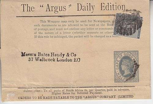 WRAPPER ++ "THE ARGUS DAILY EDITION ++ UPRATED 1/2d TO LONDON ++ SEE SCAN BELOW