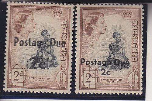 1961 ++ POSTAGE DUE OVPT ++ 2c x 2 ++ 1 x LARGE & 1 x SMALL ++ MH ++ SACC 5 & 8