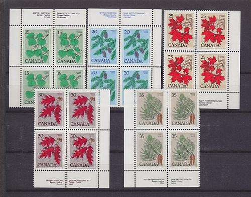 1977 ++ 5 x C/B OF TREES ++ 15c -35c ++ MNH ++ SG 875-879 (SEE SCAN BELOW