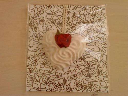 Small ceramic embossed, scented heart with Cotton braid