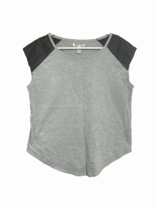Grey and Faux leather top LARGE