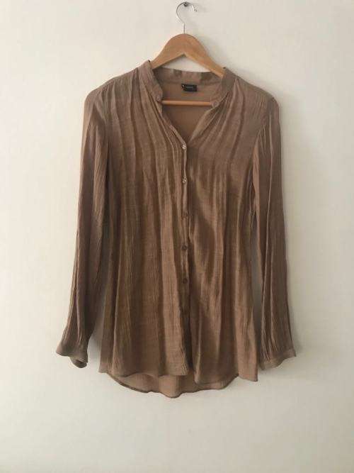 Light brown sheer button up top SIZE 10