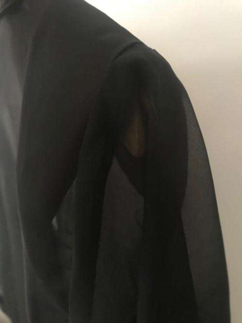 Black sheer button up top with shoulderpads SIZE 38/14