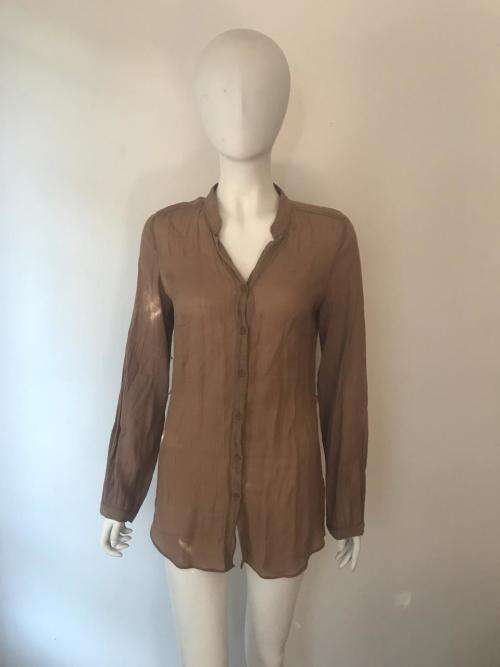 Light brown sheer button up top SIZE 10