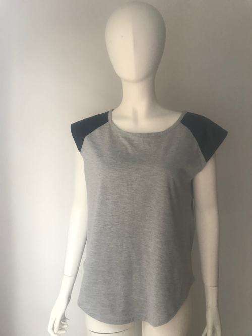 Grey and Faux leather top LARGE