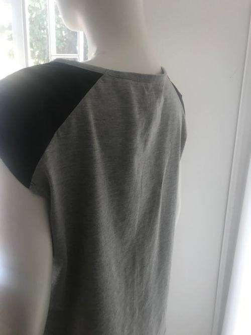 Grey and Faux leather top LARGE