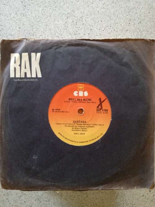 Santana - Well All Right 7" Single