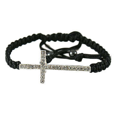Delicate Chrystal Inlaid Alloy Cross on Shamballa Style Knot Bracelet