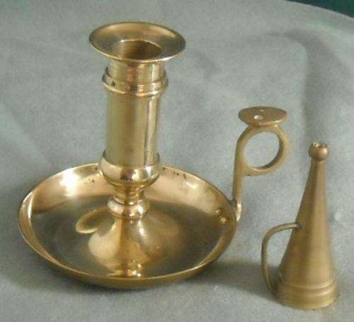 VINTAGE BRASS CANDLESTICK & SNUFFER