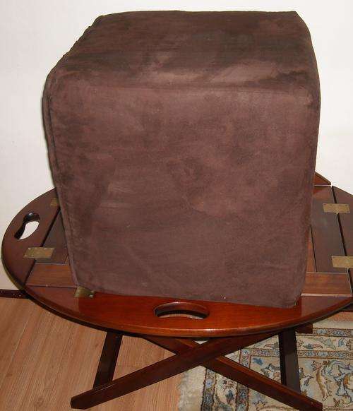 A SUEDE-LIKE POUFFE - CHOCOLATE BROWN - IN GOOD CONDITION