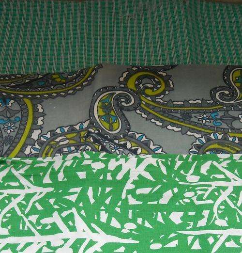 3 X GREEN, LARGE REMNANTS OF FABRIC - for quilting/patchwork/rag doll making?