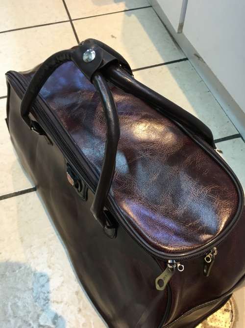 Set of 3 Suitcases Travel Trolley Luggage, Polyester Leather And 2 Wheels