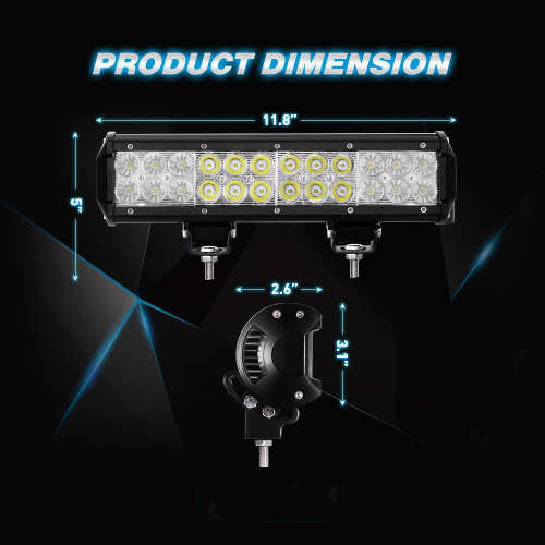 LED Light Bar,12 Inch 72W LED Work Light Spot Flood Combo LED Lights Led Bar Driving Fog Lights
