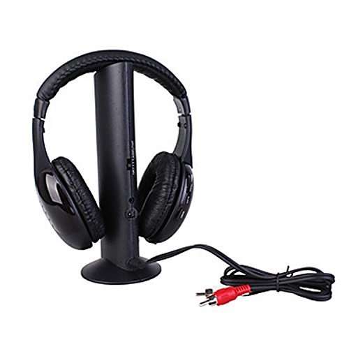 New 5 in 1 Hi-Fi Wireless Headset Headphone Earphone for TV DVD MP3 PC Black