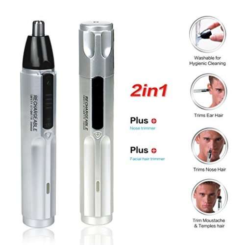 ROZIA Men's 2 In1 Rechargeable Electronic Hair Trimmer  Ear, Nose, Mustache and Beard, Wet and Dry